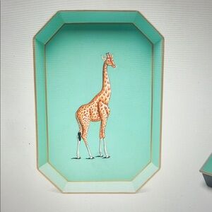 Les Ottomans Turquoise Giraffe Decorative Tray -
hand painted
